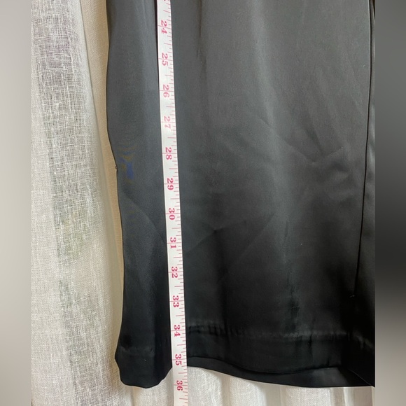 Joie Black Satin Tie-Waist Paperbag Waist Cropped Side Slit Wide Leg Size Small - Picture 8 of 10